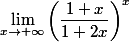 \lim_{x\to +\infty}\left(\dfrac{1+x}{1+2x}\right)^x